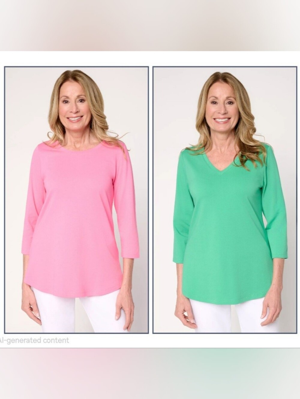 New Two 3/4 Sleeve TripleLuxe Tunic Tops in Pink and Green 5X